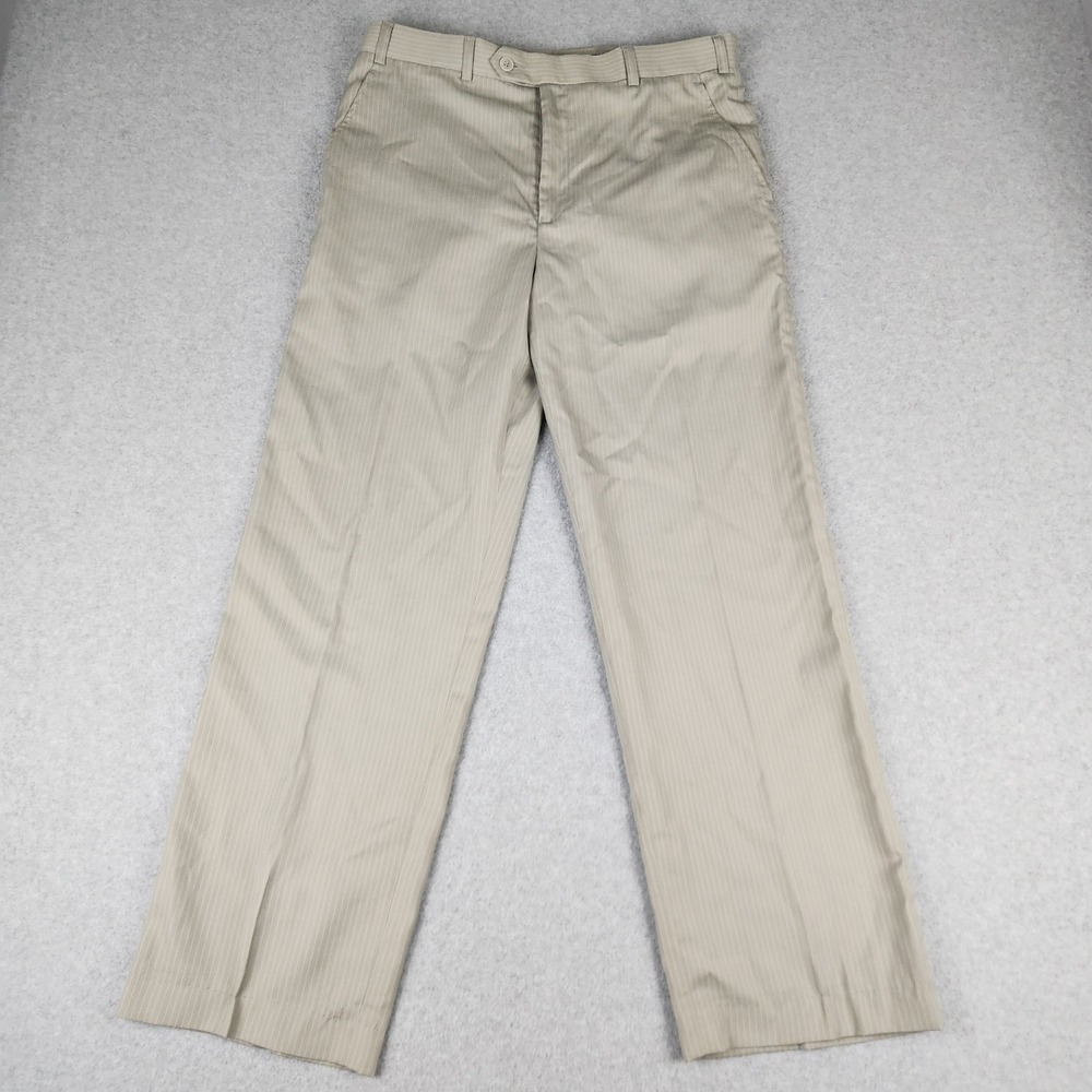 Armani Dress Pants‎ Men's Size 33x29 Tan Pinstripe Flat Front Professional